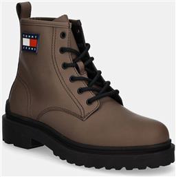 ΔΕΡΜΑΤΙΝΑ ΠΑΠΟΥΤΣΙΑ TJM LEATHER LACE UP BOOT ΧΡΩΜΑ: ΚΑΦΕ, EM0EM01447 TOMMY JEANS