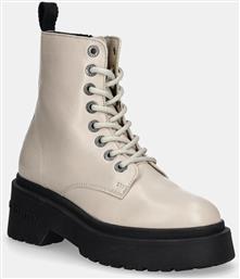 ΔΕΡΜΑΤΙΝΑ WORKERS TJW CHUNKY SHINY LEATHER BOOT ΧΡΩΜΑ: ΜΠΕΖ, EN0EN02848 TOMMY JEANS