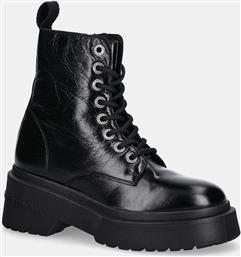 ΔΕΡΜΑΤΙΝΑ WORKERS TJW CHUNKY SHINY LEATHER BOOT ΧΡΩΜΑ: ΜΑΥΡΟ, EN0EN02848 TOMMY JEANS