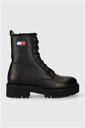 ΔΕΡΜΑΤΙΝΑ WORKERS TJW URBAN BOOT TUMBLED LTR WL ΧΡΩΜΑ: ΜΑΥΡΟ, EN0EN02317 F3EN0EN02317 TOMMY JEANS