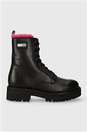 ΔΕΡΜΑΤΙΝΑ WORKERS TJW W URBAN BOOT SMOOTH LTR WL ΧΡΩΜΑ: ΜΑΥΡΟ, EN0EN02402 F3EN0EN02402 TOMMY JEANS