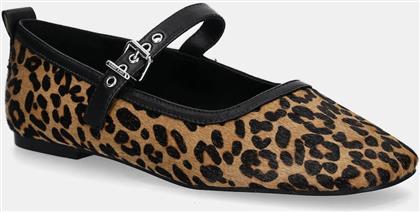 ΔΕΡΜΑΤΙΝΕΣ ΜΠΑΛΑΡΙΝΕΣ MARYJANE LEOPARD BALLERINA ΧΡΩΜΑ: ΚΑΦΕ, EN0EN02885 TOMMY JEANS