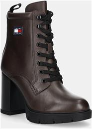 ΔΕΡΜΑΤΙΝΕΣ ΜΠΟΤΕΣ TJW HEEL LACE UP BOOT ΓΥΝΑΙΚΕΙΕΣ, ΧΡΩΜΑ: ΚΑΦΕ, EN0EN02832 TOMMY JEANS