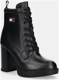 ΔΕΡΜΑΤΙΝΕΣ ΜΠΟΤΕΣ TJW HEEL LACE UP BOOT ΓΥΝΑΙΚΕΙΕΣ, ΧΡΩΜΑ: ΜΑΥΡΟ, EN0EN02832 TOMMY JEANS