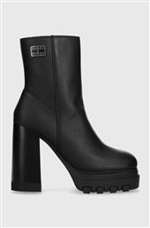 ΔΕΡΜΑΤΙΝΕΣ ΜΠΟΤΕΣ TJW HIGH HEEL ANKLE BOOT ΓΥΝΑΙΚΕΙΕΣ, ΧΡΩΜΑ: ΜΑΥΡΟ, EN0EN02256 F3EN0EN02256 TOMMY JEANS