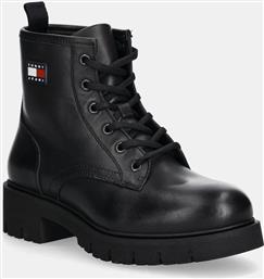 ΔΕΡΜΑΤΙΝΕΣ ΜΠΟΤΕΣ TJW LACE UP LEATHER BOOT ΓΥΝΑΙΚΕΙΕΣ, ΧΡΩΜΑ: ΜΑΥΡΟ, EN0EN02824 TOMMY JEANS