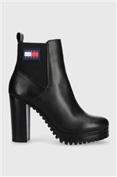 ΔΕΡΜΑΤΙΝΕΣ ΜΠΟΤΕΣ TJW NEW ESS HIGH HEEL BOOT ΓΥΝΑΙΚΕΙΕΣ, ΧΡΩΜΑ: ΜΑΥΡΟ, EN0EN02439 F3EN0EN02439 TOMMY JEANS