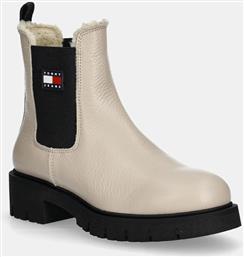 ΔΕΡΜΑΤΙΝΕΣ ΜΠΟΤΕΣ ΤΣΕΛΣΙ TJW CHELSEA BOOT WL ΓΥΝΑΙΚΕΙΕΣ, ΧΡΩΜΑ: ΜΠΕΖ, EN0EN02826 TOMMY JEANS