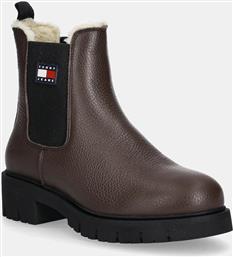 ΔΕΡΜΑΤΙΝΕΣ ΜΠΟΤΕΣ ΤΣΕΛΣΙ TJW CHELSEA BOOT WL ΓΥΝΑΙΚΕΙΕΣ, ΧΡΩΜΑ: ΚΑΦΕ, EN0EN02826 TOMMY JEANS