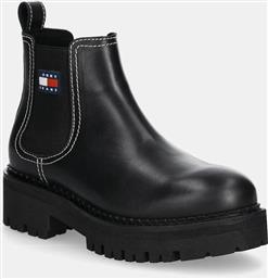 ΔΕΡΜΑΤΙΝΕΣ ΜΠΟΤΕΣ ΤΣΕΛΣΙ TJW URBAN CHELSEA BOOT ΓΥΝΑΙΚΕΙΕΣ, ΧΡΩΜΑ: ΜΑΥΡΟ, EN0EN02908 TOMMY JEANS