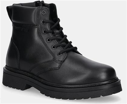ΔΕΡΜΑΤΙΝΕΣ ΧΕΙΜΕΡΙΝΕΣ ΜΠΟΤΕΣ TJM LACE UP BOOT ΧΡΩΜΑ: ΜΑΥΡΟ, EM0EM01706 TOMMY JEANS