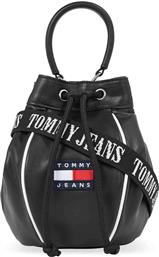 ΓΥΝΑΙΚΕΙΑ ΤΣΑΝΤΑ BUCKET ΜΟΝΟΧΡΩΜΗ ΜΕ CONTRAST LOGO PATCH - AW0AW15437 ΜΑΥΡΟ TOMMY JEANS