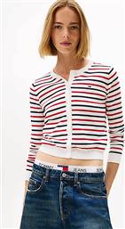 ΓΥΝΑΙΚΕΙΑ ΖΑΚΕΤΑ ΜΕ ΡΙΓΕ ΣΧΕΔΙΟ SLIM FIT - DW0DW20976 ΥΠΟΛΕΥΚΟ TOMMY JEANS