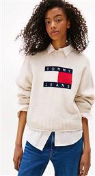 ΓΥΝΑΙΚΕΙΟ ΠΟΥΛΟΒΕΡ ΜΟΝΟΧΡΩΜΟ ΜΕ ΚΕΝΤΗΜΕΝΟ ΛΟΓΟΤΥΠΟ REGULAR FIT - DW0DW21782 ΛΕΥΚΟ TOMMY JEANS