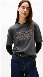 ΓΥΝΑΙΚΕΙΟ T-SHIRT ΜΕ ANIMAL LOGO PRINT RELGULAR FIT - DW0DW21957 ΜΑΥΡΟ TOMMY JEANS