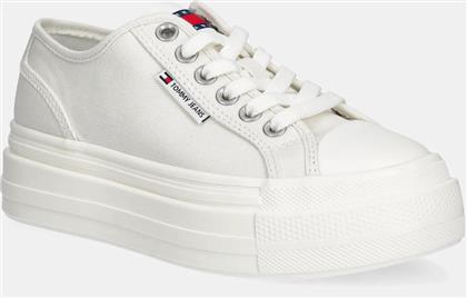 ΠΑΝΙΝΑ ΠΑΠΟΥΤΣΙΑ FOXING FLATFORM LC ΧΡΩΜΑ: ΑΣΠΡΟ, EN0EN02736 TOMMY JEANS