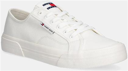 ΠΑΝΙΝΑ ΠΑΠΟΥΤΣΙΑ LACE UP CANVAS COLOR ΧΡΩΜΑ: ΑΣΠΡΟ, EM0EM01543 TOMMY JEANS