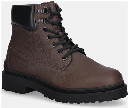 ΠΑΠΟΥΤΣΙΑ TJM LACE UP BOOT LEATHER ΧΡΩΜΑ: ΚΑΦΕ, EM0EM01629 TOMMY JEANS