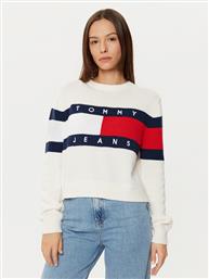 ΠΟΥΛΟΒΕΡ CENTER FLAG DW0DW19335 ΕΚΡΟΥ REGULAR FIT TOMMY JEANS