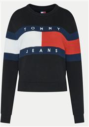 ΠΟΥΛΟΒΕΡ CENTER FLAG DW0DW19335 ΜΑΥΡΟ REGULAR FIT TOMMY JEANS