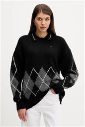 ΠΟΥΛΟΒΕΡ ΜΕ ΣΥΝΔΥΑΣΜΟ ΑΛΠΑΚΑ ΧΡΩΜΑ: ΜΑΥΡΟ, DW0DW22559 TOMMY JEANS