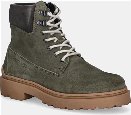 ΨΗΛΑ ΔΕΡΜΑΤΙΝΑ ΠΑΠΟΥΤΣΙΑ TJM LACE UP BOOT SUEDE ΧΡΩΜΑ: ΠΡΑΣΙΝΟ, EM0EM01642 TOMMY JEANS