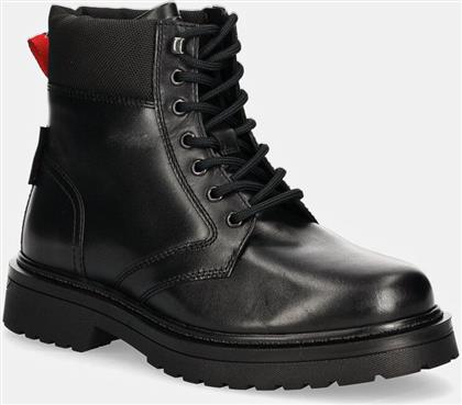 ΨΗΛΕΣ ΜΠΟΤΕΣ TJM LACE UP BOOT ΧΡΩΜΑ: ΜΑΥΡΟ, EM0EM01446 TOMMY JEANS