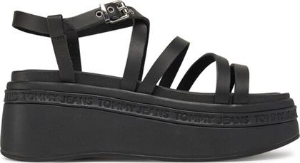 ΣΑΝΔΑΛΙΑ TJW WEDGY STRAPPY SANDAL EN0EN02756 ΜΑΥΡΟ TOMMY JEANS από το MODIVO