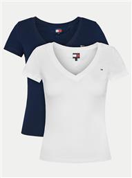 ΣΕΤ 2 T-SHIRTS DW0DW21367 ΕΓΧΡΩΜΟ SLIM FIT TOMMY JEANS