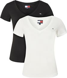 ΣΕΤ 2 T-SHIRTS DW0DW21367 ΕΓΧΡΩΜΟ SLIM FIT TOMMY JEANS