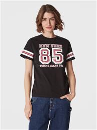 T-SHIRT COLLEGIATE DW0DW14906 ΜΑΥΡΟ RELAXED FIT TOMMY JEANS από το MODIVO