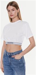 T-SHIRT DW0DW15167 ΛΕΥΚΟ CROPPED FIT TOMMY JEANS από το MODIVO