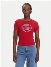 T-SHIRT DW0DW21421 ΚΟΚΚΙΝΟ SLIM FIT TOMMY JEANS