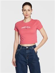 T-SHIRT ESSENTIAL LOGO DW0DW14910 ΡΟΖ CROPPED FIT TOMMY JEANS
