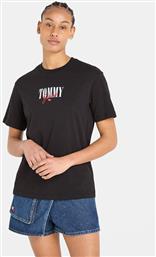 T-SHIRT ESSENTIAL LOGO DW0DW16441 ΜΑΥΡΟ RELAXED FIT TOMMY JEANS από το MODIVO