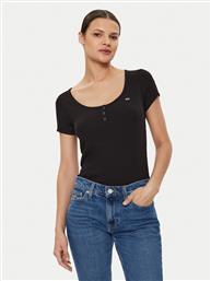 T-SHIRT HENLEY DW0DW18669 ΜΑΥΡΟ SLIM FIT TOMMY JEANS