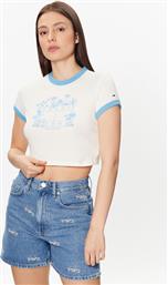 T-SHIRT HOMEGROWN DW0DW15478 ΛΕΥΚΟ CROPPED FIT TOMMY JEANS από το MODIVO