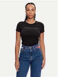 T-SHIRT LINEAR DW0DW18398 ΜΑΥΡΟ SLIM FIT TOMMY JEANS