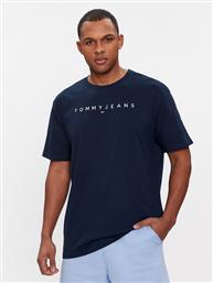 T-SHIRT LINEAR LOGO DM0DM17993 ΣΚΟΥΡΟ ΜΠΛΕ REGULAR FIT TOMMY JEANS