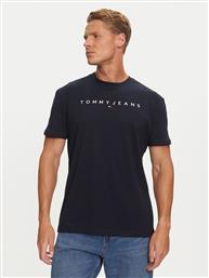 T-SHIRT LINEAR LOGO DM0DM20744 ΣΚΟΥΡΟ ΜΠΛΕ REGULAR FIT TOMMY JEANS από το EPAPOUTSIA