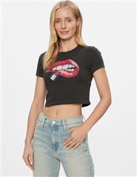 T-SHIRT LIPS DW0DW17373 ΜΑΥΡΟ SLIM FIT TOMMY JEANS