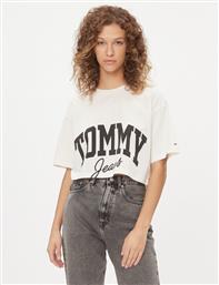 T-SHIRT NEW VARSITY DW0DW16445 ΛΕΥΚΟ CROPPED FIT TOMMY JEANS από το MODIVO