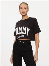 T-SHIRT NEW VARSITY DW0DW16445 ΜΑΥΡΟ CROPPED FIT TOMMY JEANS