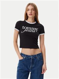 T-SHIRT SCRIPT RINGER DW0DW20631 ΜΑΥΡΟ SLIM FIT TOMMY JEANS