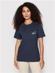 T-SHIRT SIGNATURE DW0DW12940 ΣΚΟΥΡΟ ΜΠΛΕ RELAXED FIT TOMMY JEANS από το MODIVO