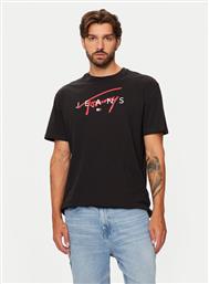 T-SHIRT SIGNATURE TWIST DM0DM19683 ΜΑΥΡΟ REGULAR FIT TOMMY JEANS