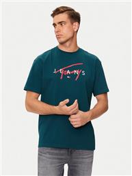 T-SHIRT SIGNATURE TWIST DM0DM19683 ΠΡΑΣΙΝΟ REGULAR FIT TOMMY JEANS