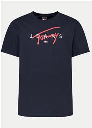 T-SHIRT SIGNATURE TWIST DM0DM19683 ΣΚΟΥΡΟ ΜΠΛΕ REGULAR FIT TOMMY JEANS