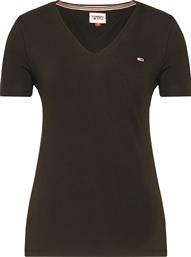 T-SHIRT TJW SKINNY STRETCH DW0DW09197 ΜΑΥΡΟ SLIM FIT TOMMY JEANS