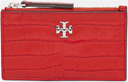 ΔΕΡΜΑΤΙΝΟ ΠΟΡΤΟΦΟΛΙ KIRA CROC ZIP CARD ΧΡΩΜΑ: ΚΟΚΚΙΝΟ, 174546.600 TORY BURCH